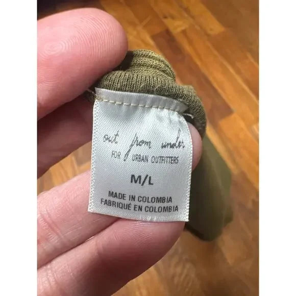 Urban Outfitters Ribbed Tie-Back Wrap Crop Tank Olive Green M/L - Picture 4 of 4